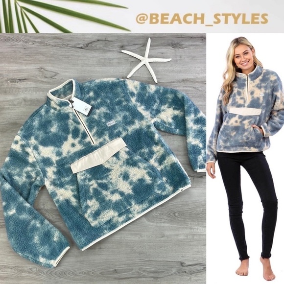 🔆RIP CURL🔆 DRIFTER TIE DYE POLAR FLEECE JACKET SWEATER - Picture 1 of 15